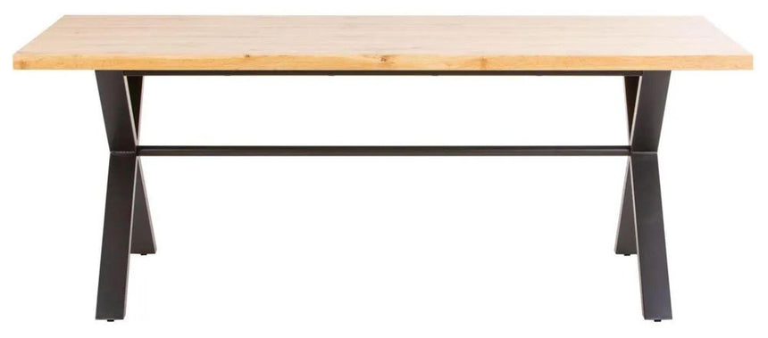 Ezra Oak 8 Seater Dining Table with Black Cross Legs - 200cm-5