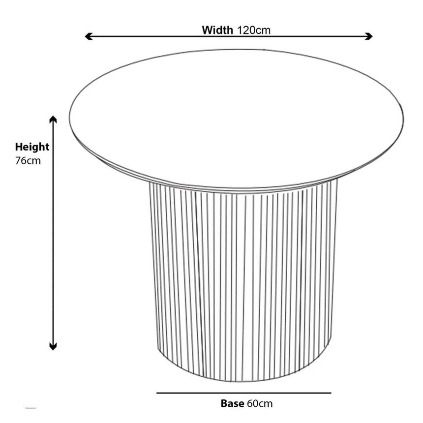 Bern Fluted 4 Seater Oak Effect Round Dining Table with Drum Base - 120cm-8