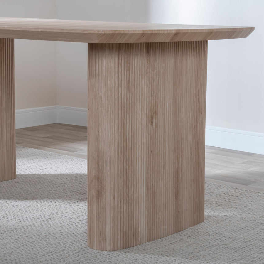 Bern Fluted 6 Seater Oak Effect Pedestal Dining Table - 160cm-6