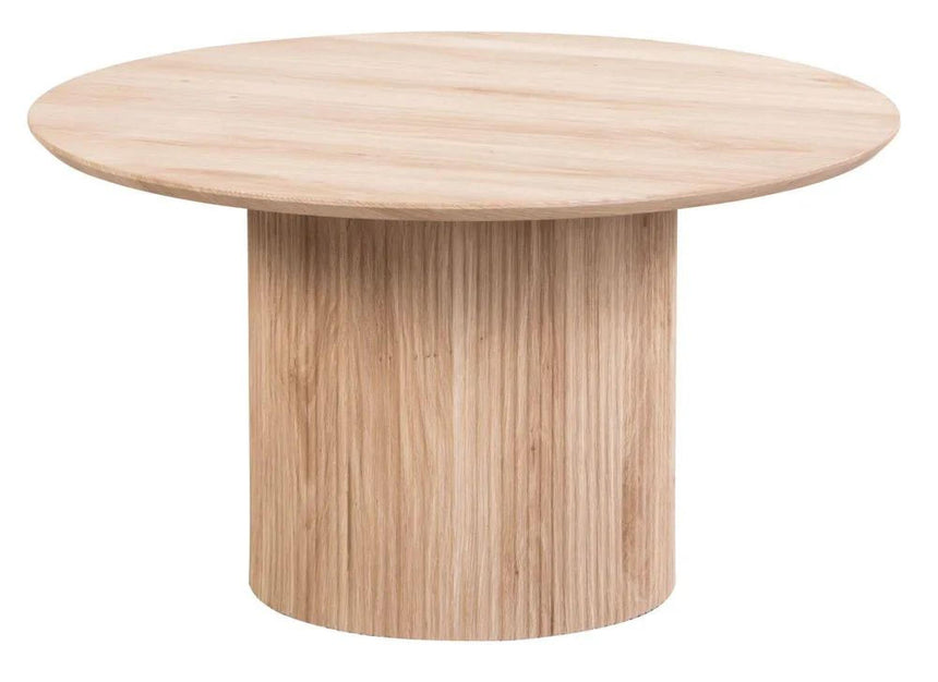 Bern Fluted Oak Effect Round Coffee Table with Drum Base-6
