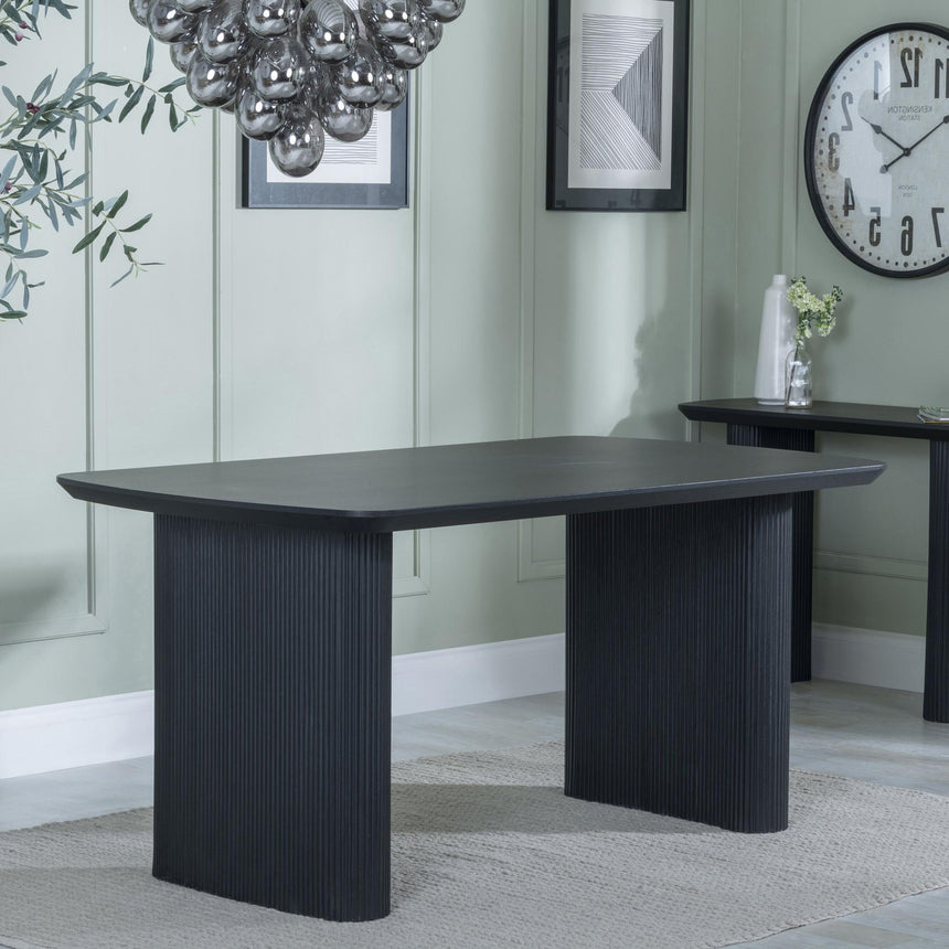 Bern Fluted 6 Seater Black Pedestal Dining Table - 160cm-5