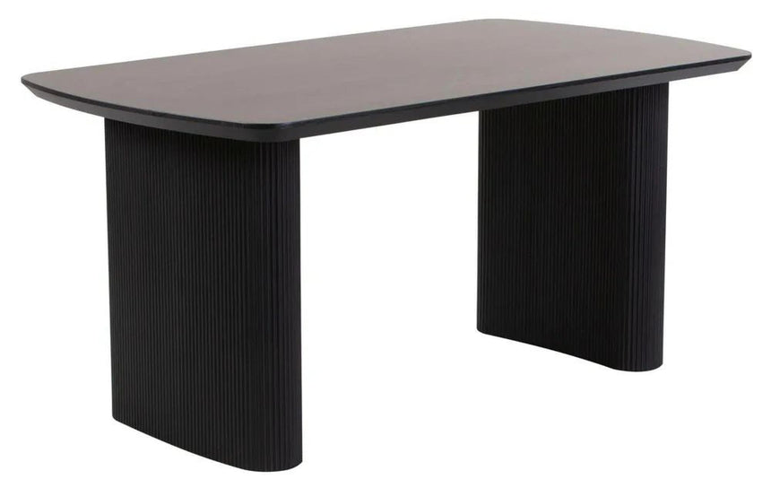 Bern Fluted 6 Seater Black Pedestal Dining Table - 160cm-5