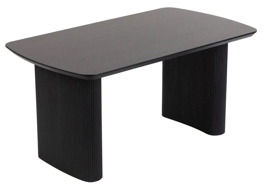 Bern Fluted 6 Seater Black Pedestal Dining Table - 160cm-6