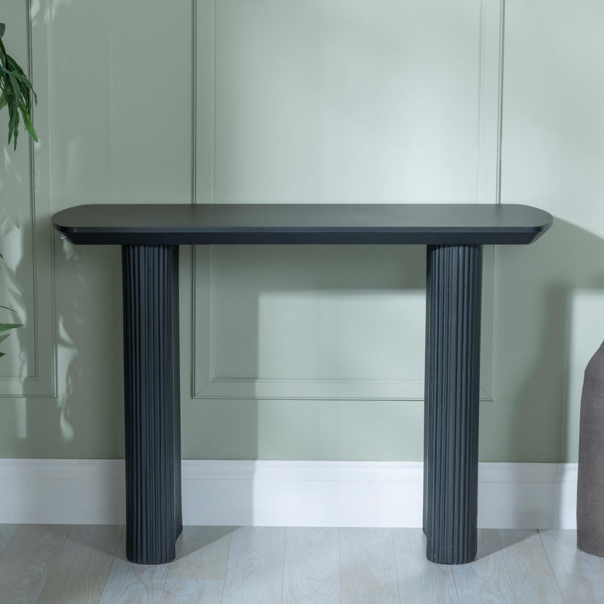 Bern Fluted Black Pedestal Console Table-6