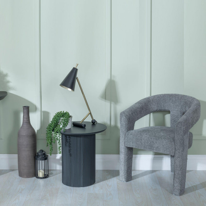 Bern Fluted Black Round End Table with Drum Base-5