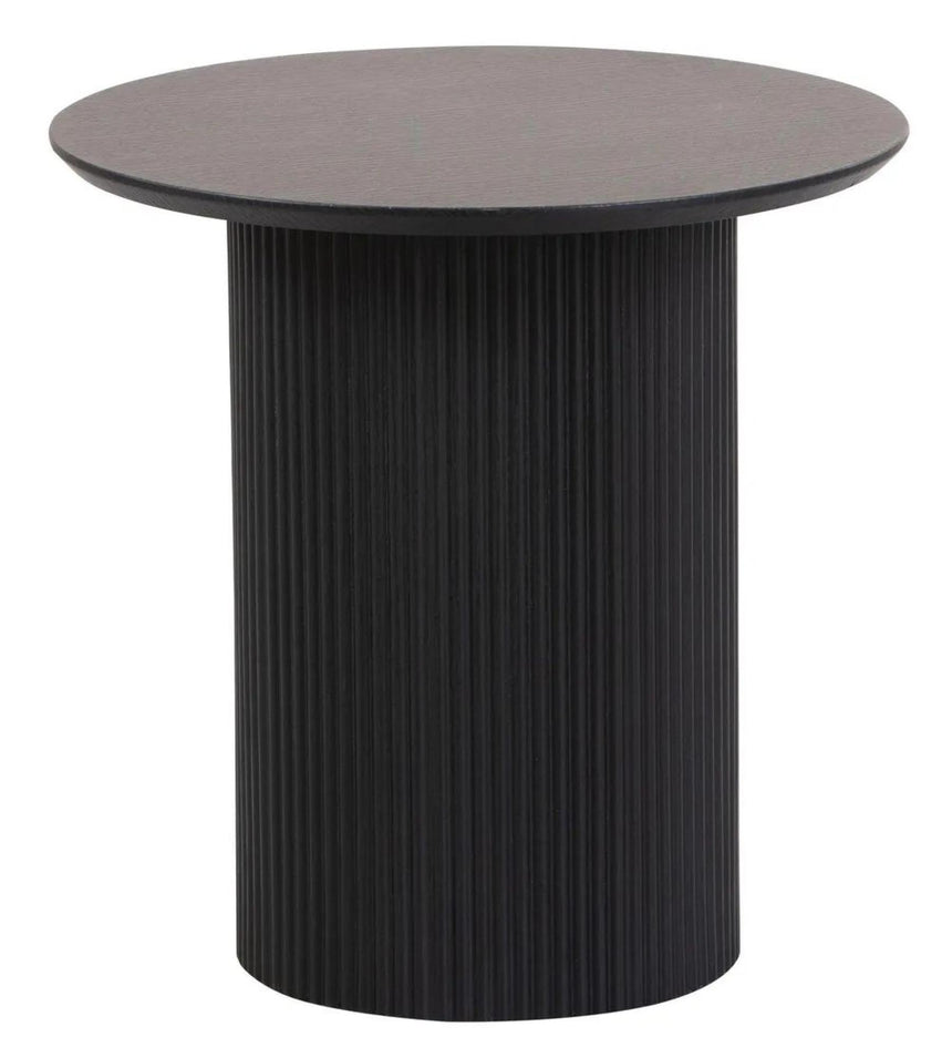 Bern Fluted Black Round End Table with Drum Base-4