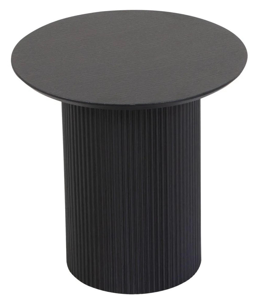 Bern Fluted Black Round End Table with Drum Base-5