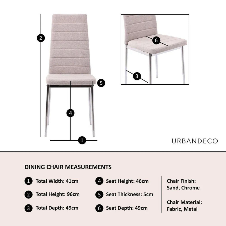 Clearance - Lido Dining Chair in Sand Colour Fabric with Chrome Legs-4