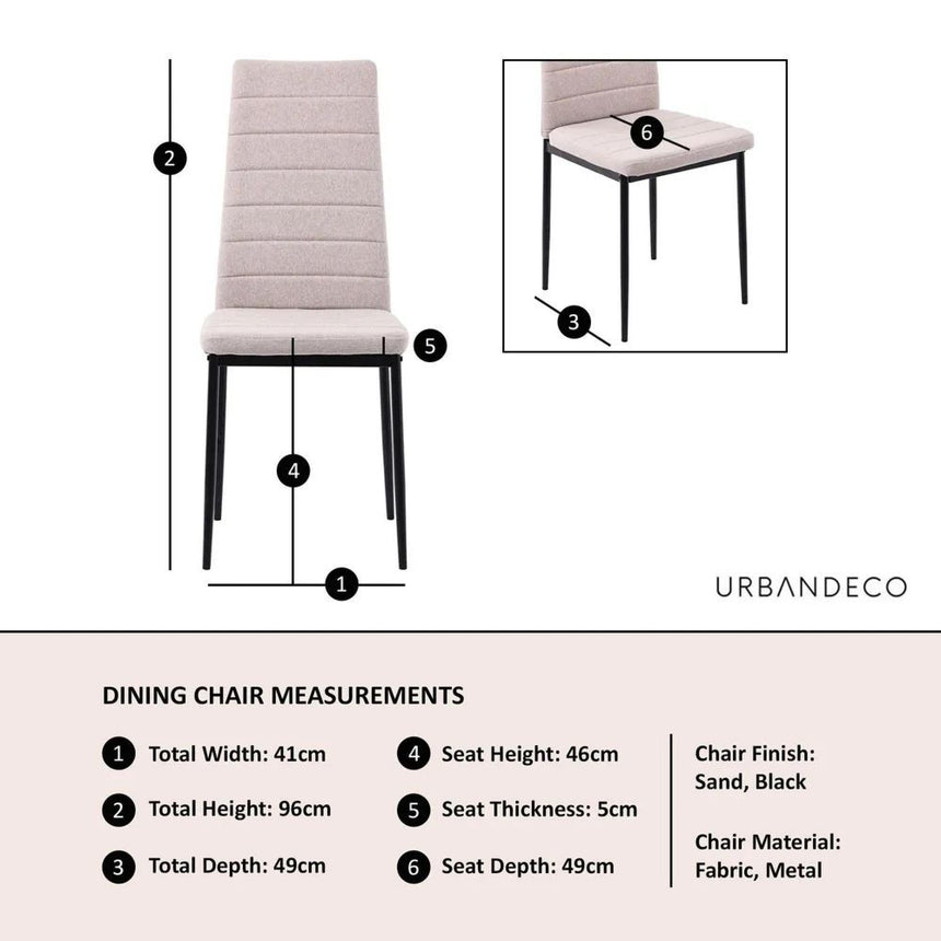 Clearance - Lido Dining Chair in Sand Colour Fabric with Black Legs-11