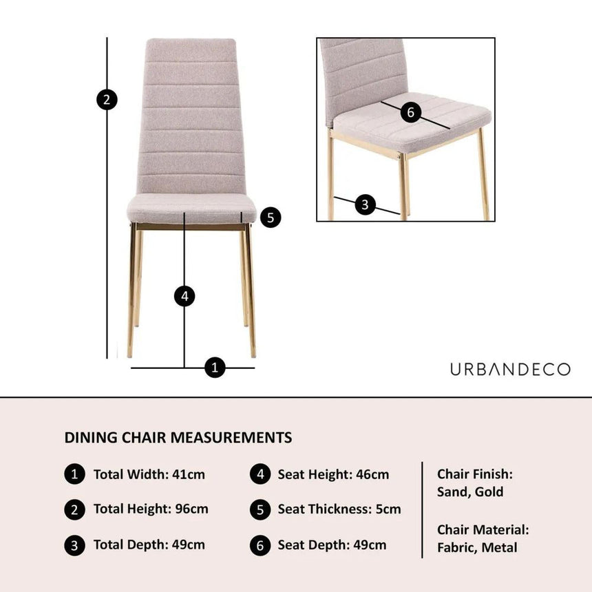 Clearance - Lido Dining Chair in Sand Colour Fabric with Gold Legs-3