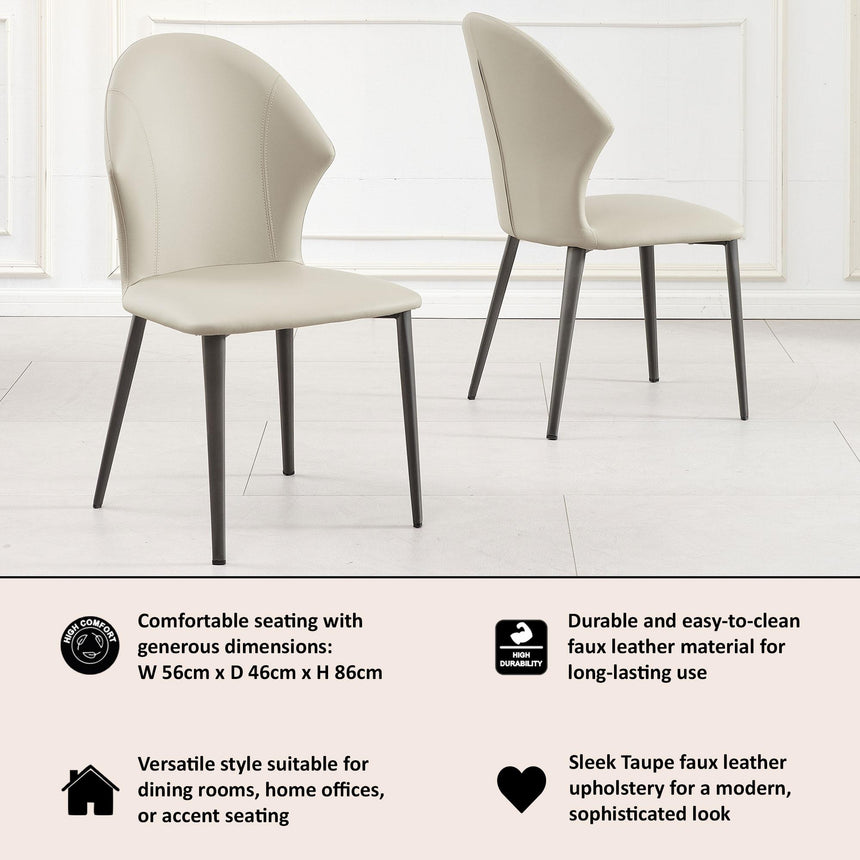 Clearance - Elaine Taupe Leather Dining Chair-7