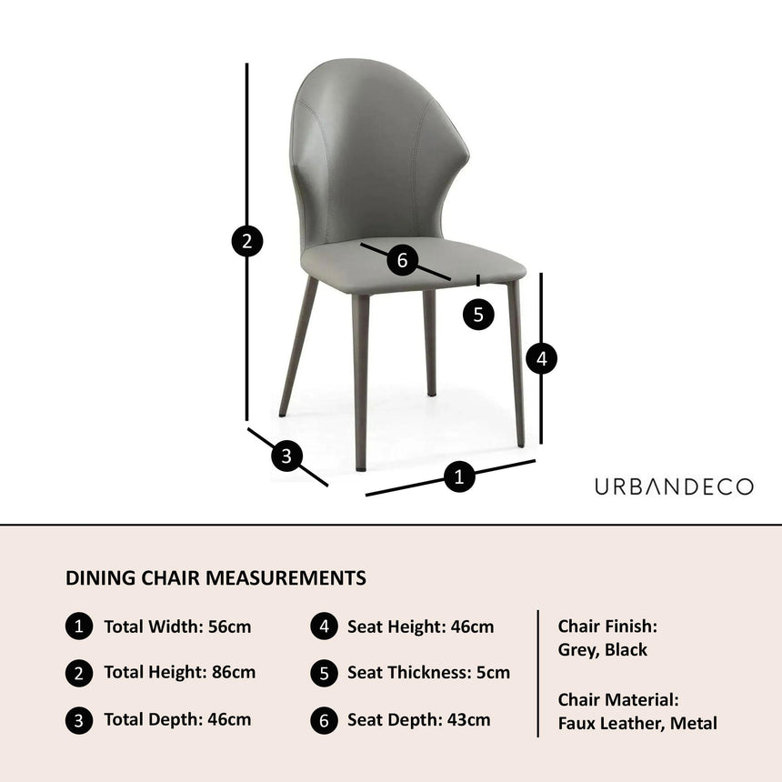 Clearance - Elaine Grey Leather Dining Chair-10