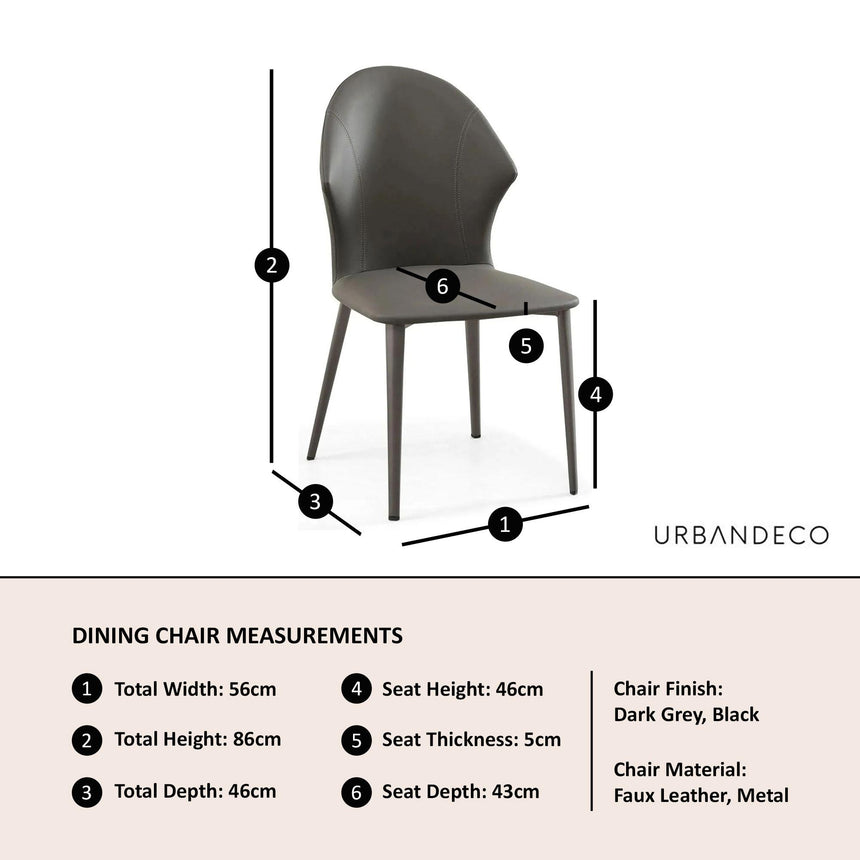 Clearance - Elaine Dark Grey Leather Dining Chair-8