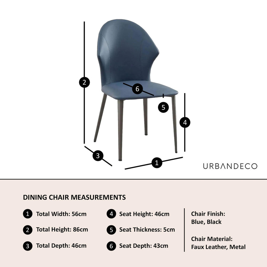 Clearance - Elaine Blue Leather Dining Chair-11