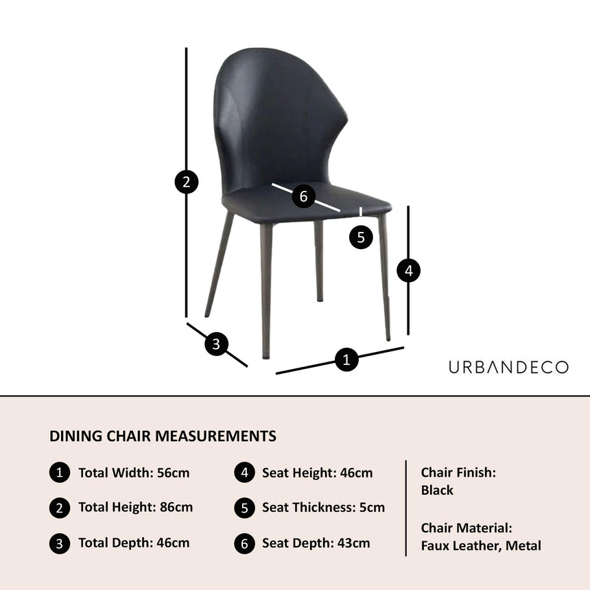 Clearance - Elaine Black Leather Dining Chair-12