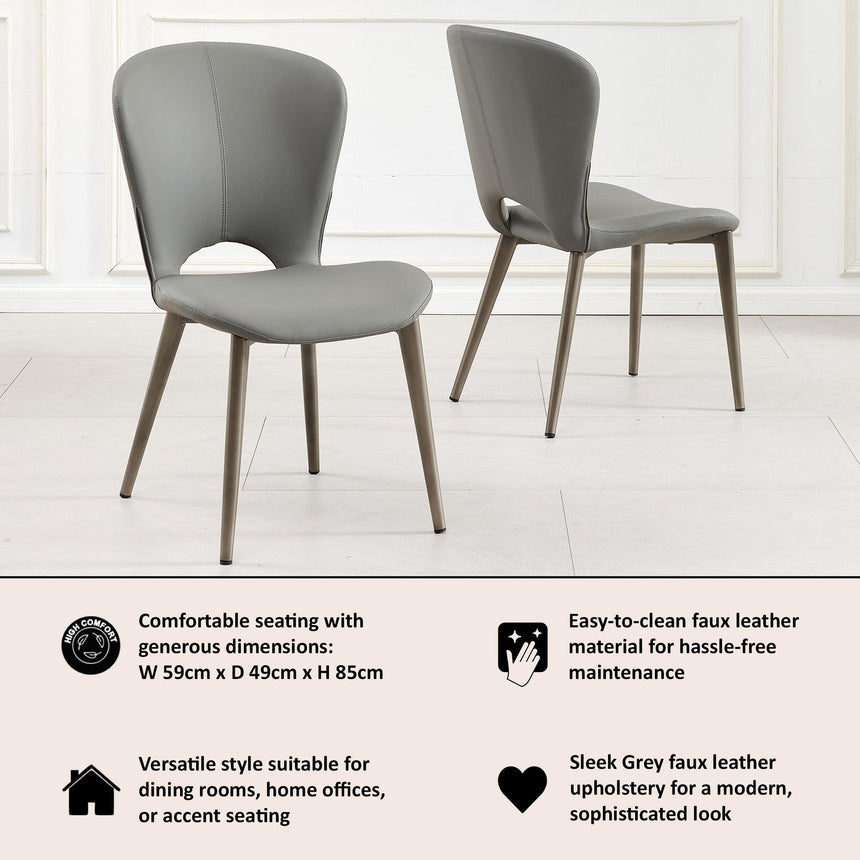 Clearance - Clooney Grey Leather Dining Chair-7