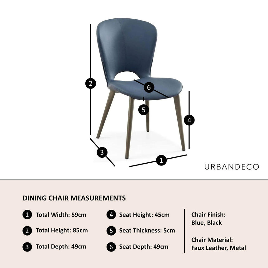 Clearance - Clooney Blue Leather Dining Chair-7