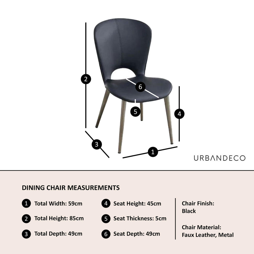 Clearance - Clooney Black Leather Dining Chair-11