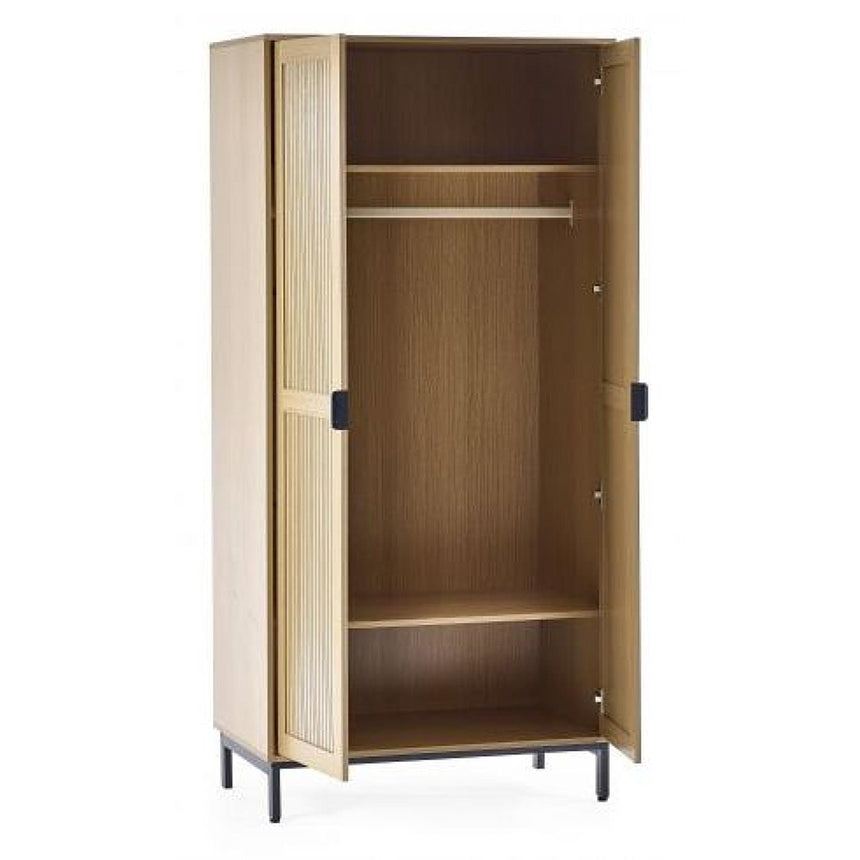 Hawaii Oak Ribbed 2 Door Wardrobe