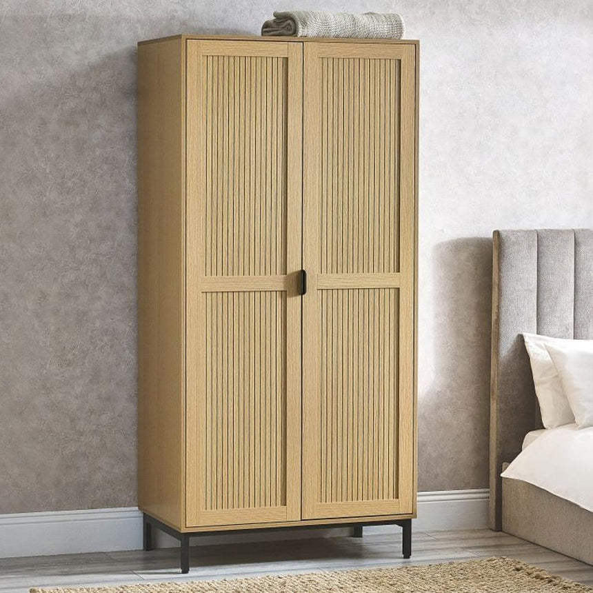 Hawaii Oak Ribbed 2 Door Wardrobe