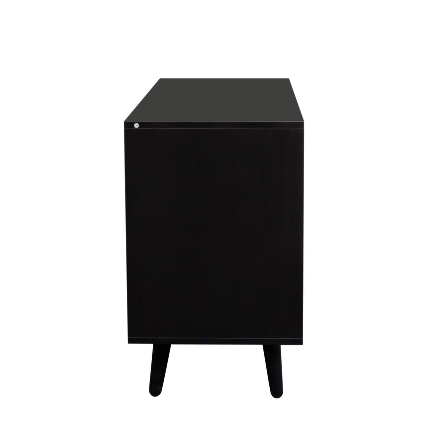 Clearance - Ferrero Black and Woven Rattan 1 Door Cabinet-6