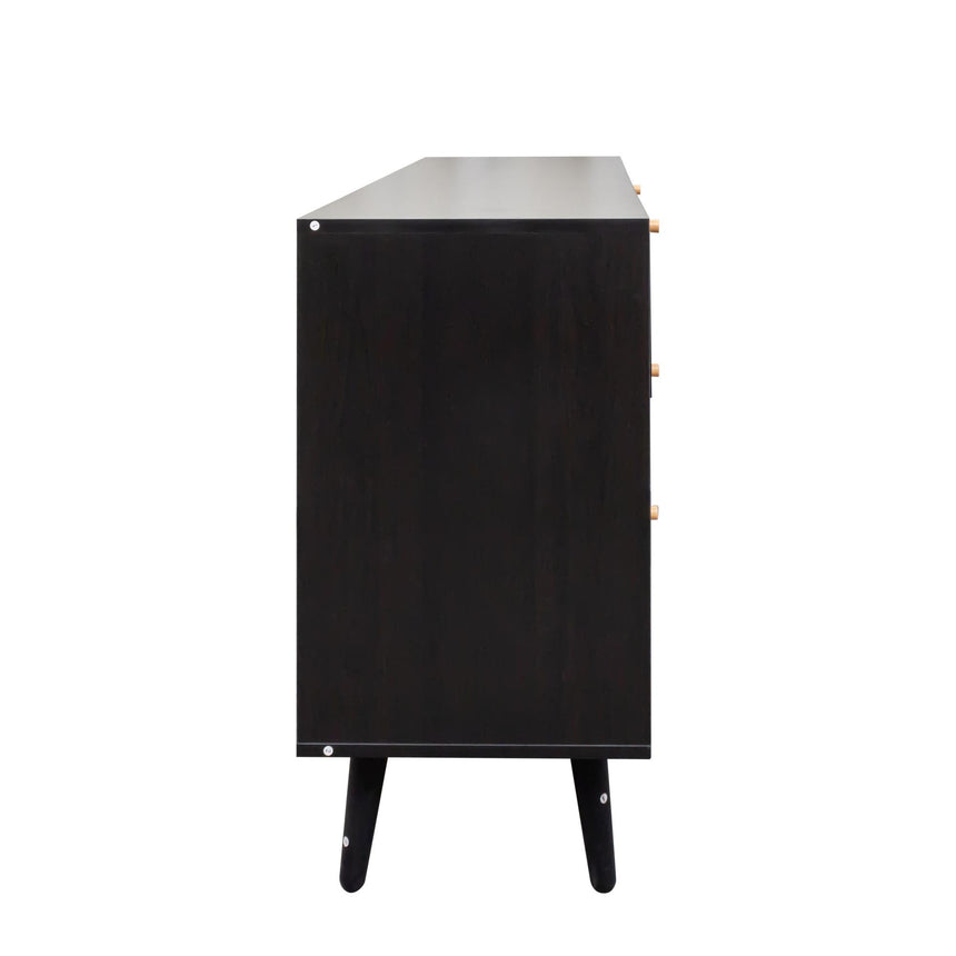 Ferrero Black and Woven Rattan 6 Drawer Wide Chest-8