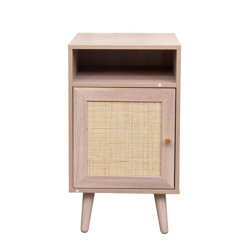 Clearance - Ferrero Natural and Woven Rattan 1 Door Bedside Table-4
