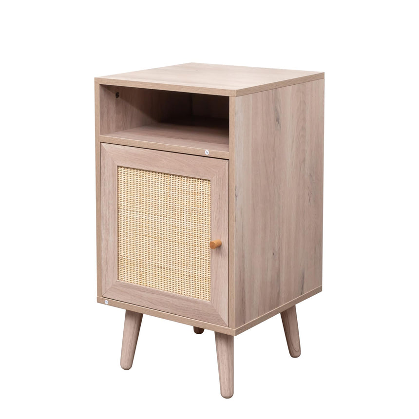 Clearance - Ferrero Natural and Woven Rattan 1 Door Bedside Table-6