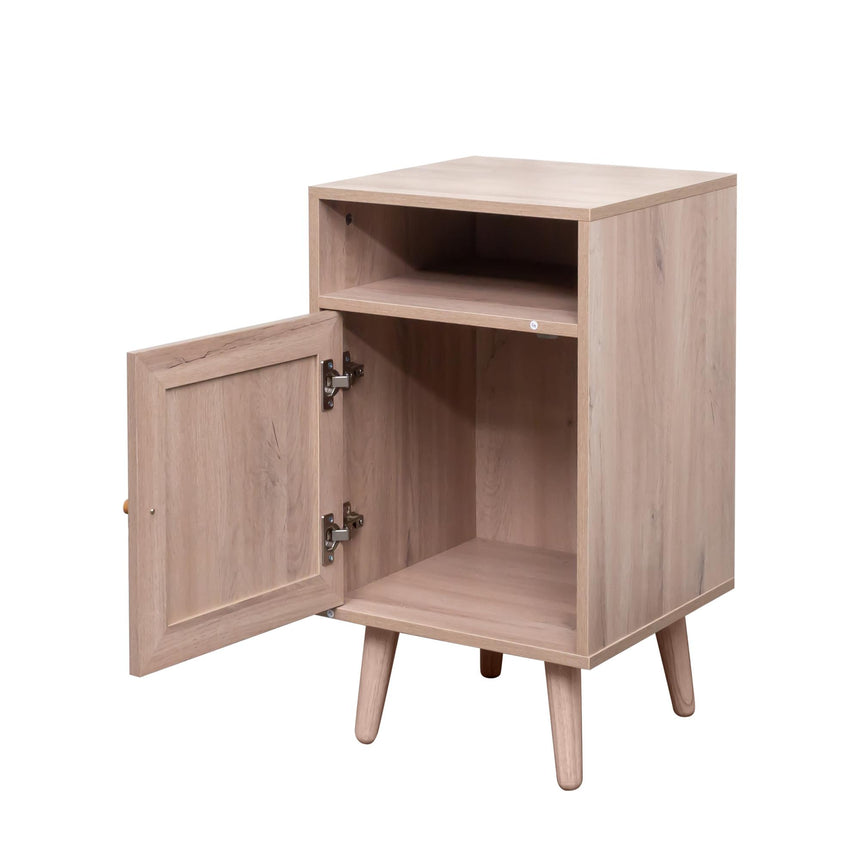Clearance - Ferrero Natural and Woven Rattan 1 Door Bedside Table-7