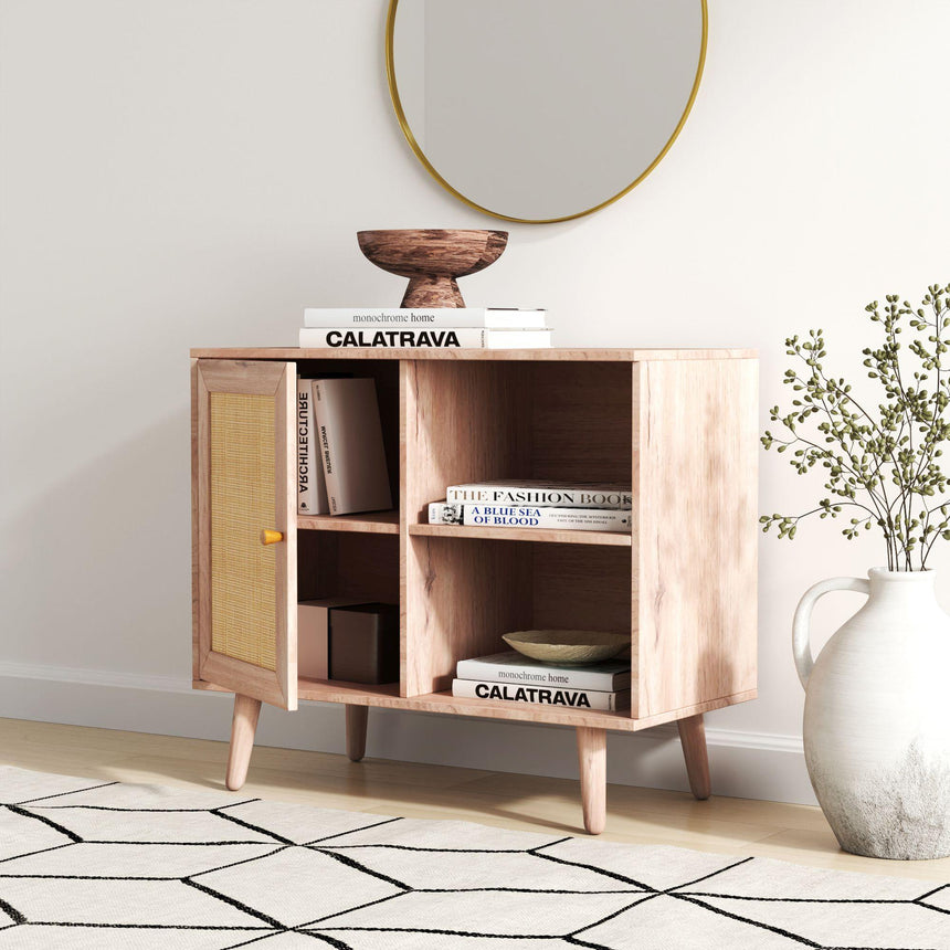 Ferrero Natural and Woven Rattan 1 Door Cabinet-2