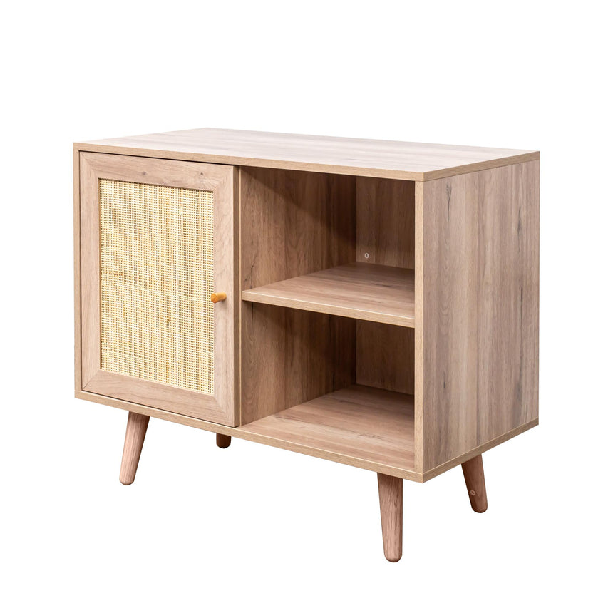 Clearance - Ferrero Natural and Woven Rattan 1 Door Cabinet-7