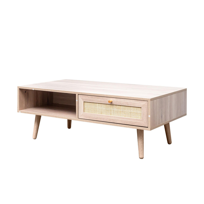 Ferrero Natural and Woven Rattan 1 Drawer Coffee Table-5