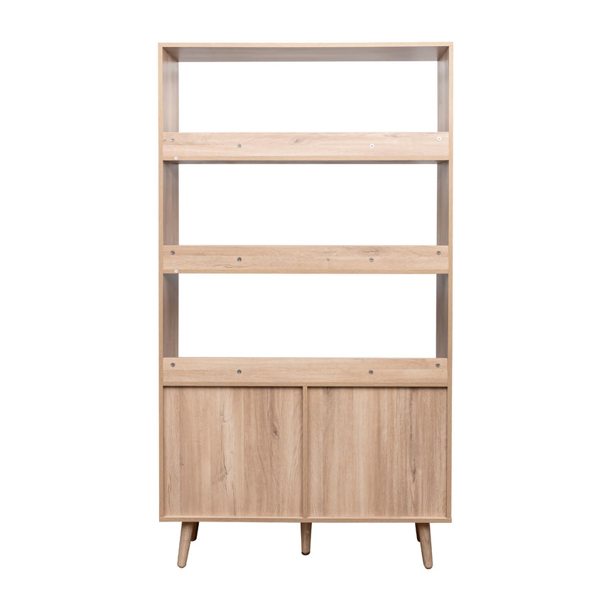 Clearance - Ferrero Natural and Woven Rattan Open Shelving Unit with Cupboard-9