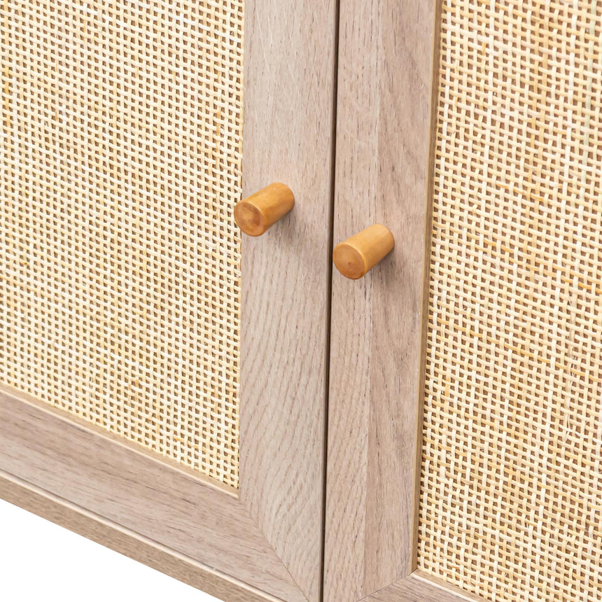 Clearance - Ferrero Natural and Woven Rattan Open Shelving Unit with Cupboard-11