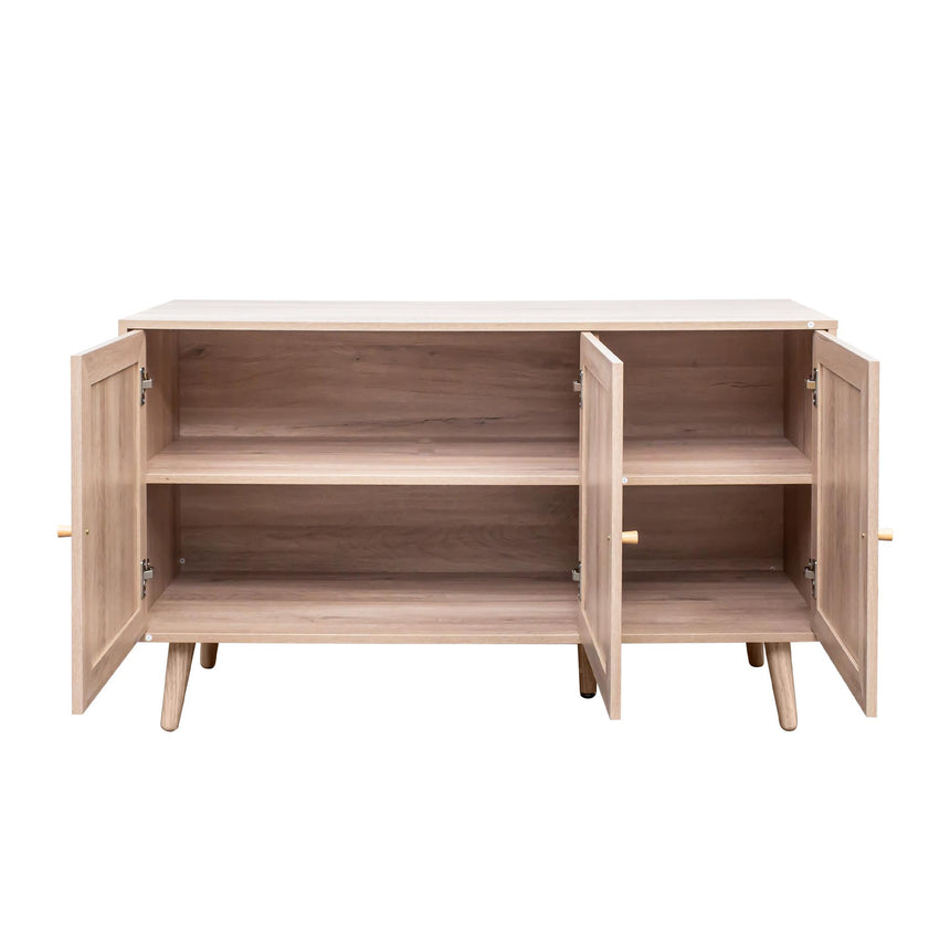Clearance - Ferrero Natural and Woven Rattan 3 Door Medium Sideboard - 120cm-6
