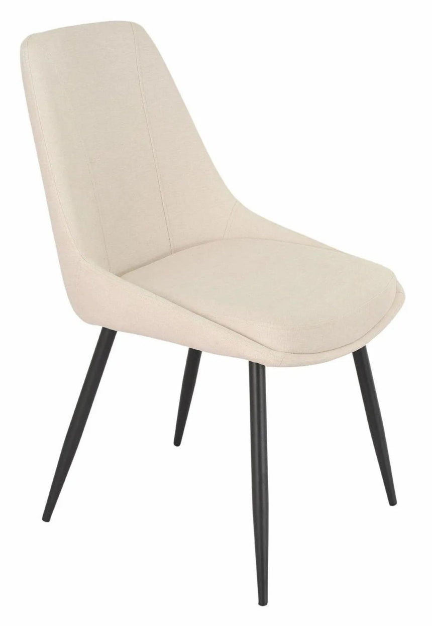 Hayden White Ceramic Extending Dining Set - Darwin Cream Fabric Dining Chair-8