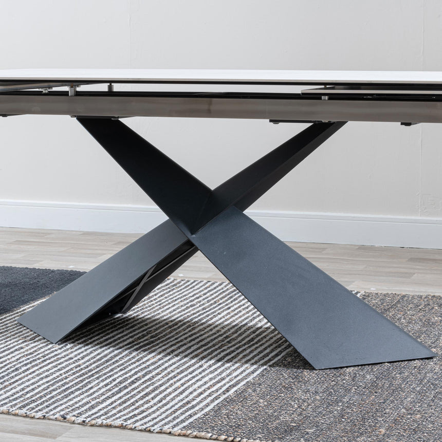 Hayden White Ceramic Extending Dining Set - Darwin Grey Fabric Dining Chair-10