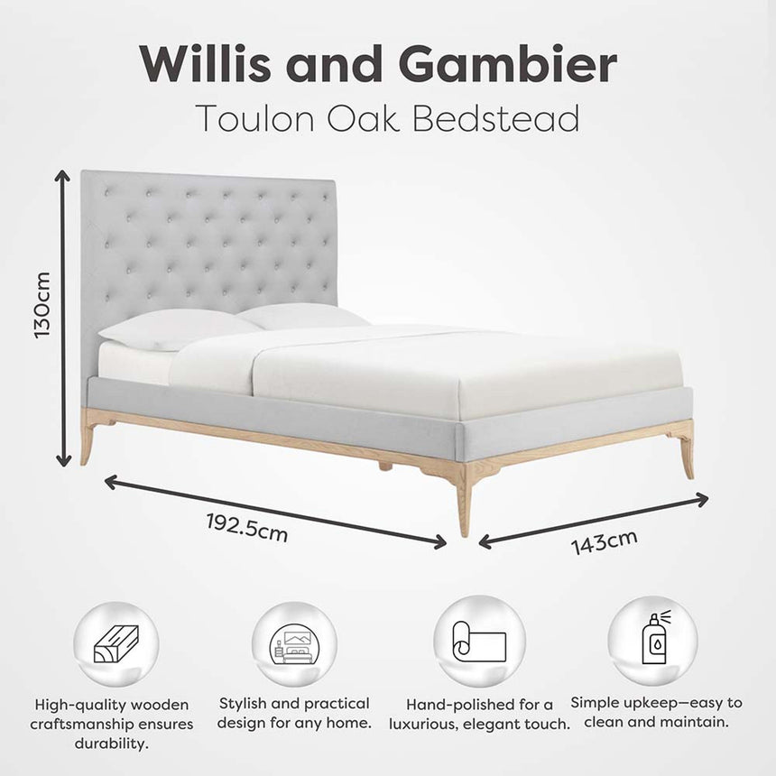 Willis and Gambier Toulon Oak Bed - Sizes Available-4