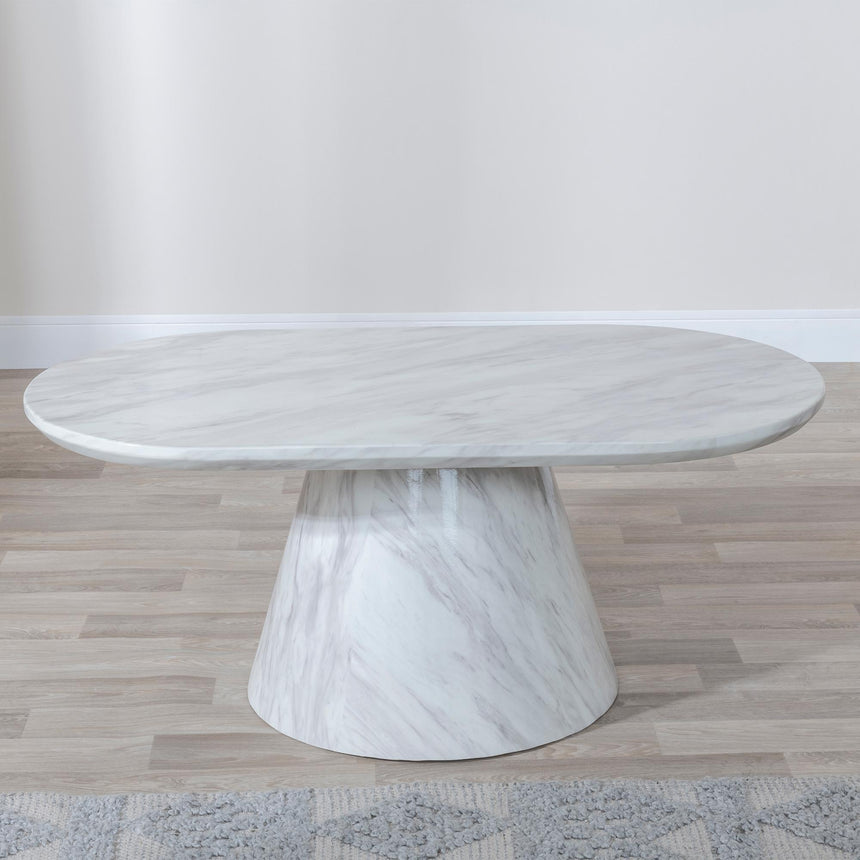 Carrera White Marble Oval Coffee Table-2