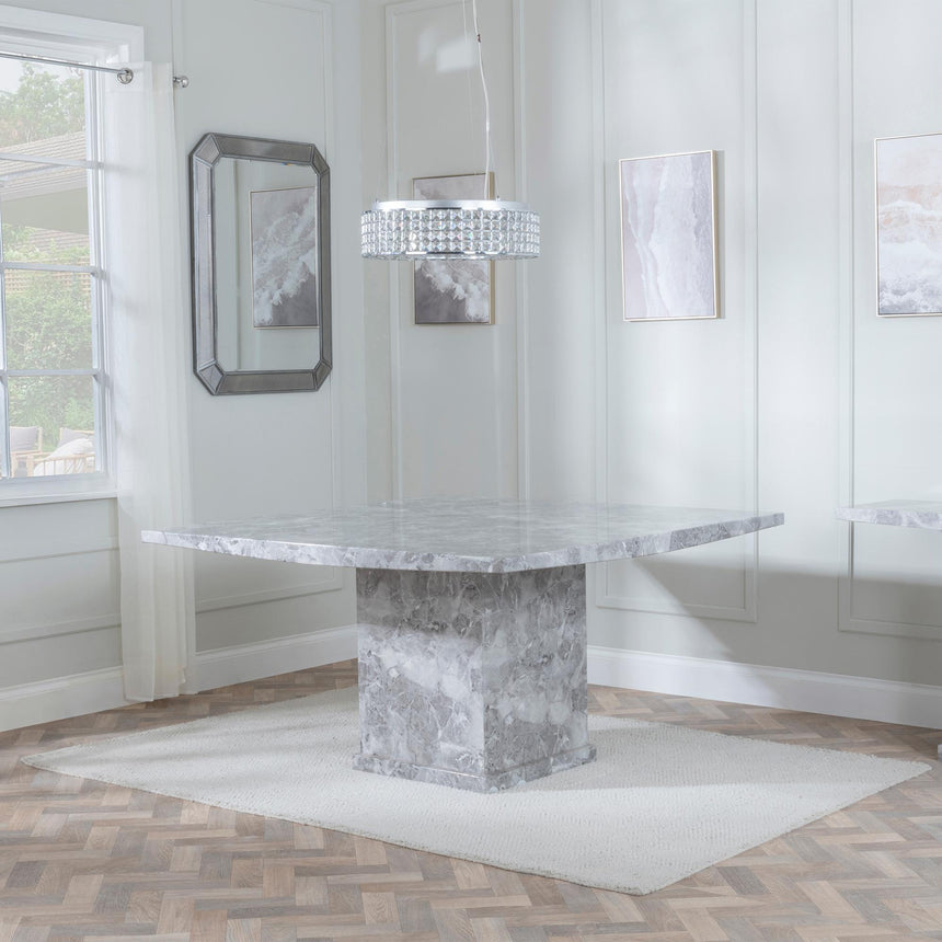 Turin 8 Seater Grey Marble Square Dining Table - 140cm-3
