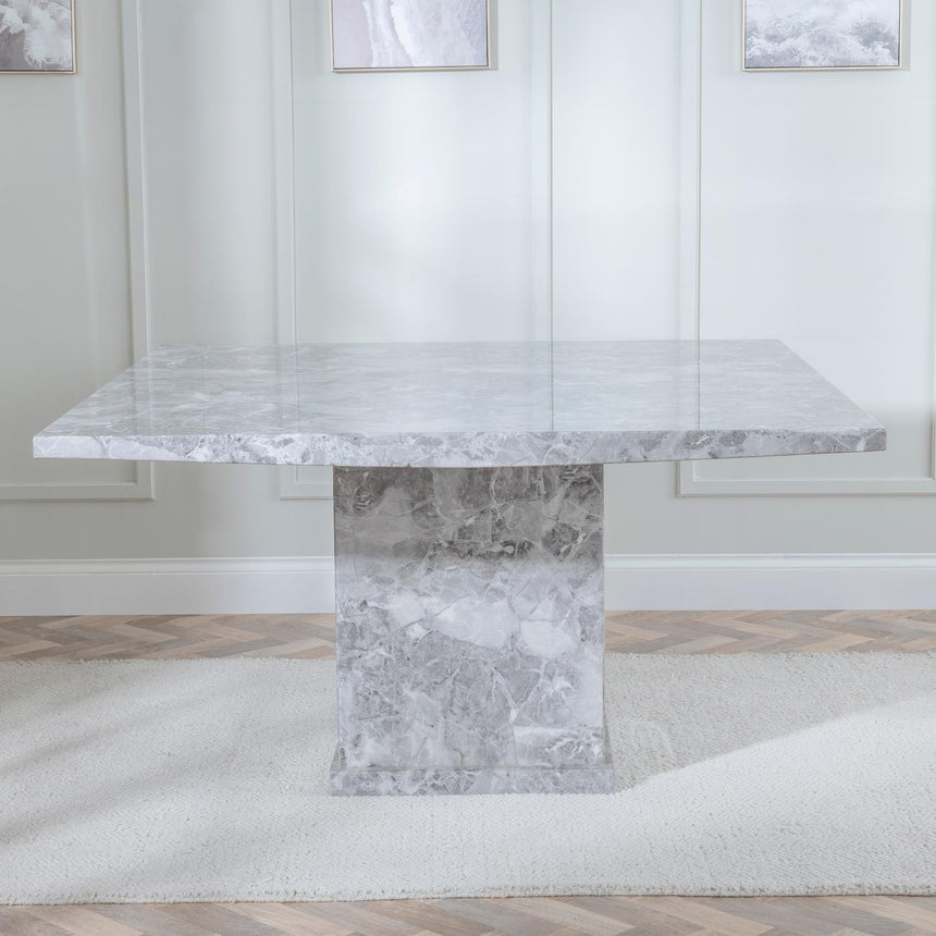 Turin 8 Seater Grey Marble Square Dining Table - 140cm-4