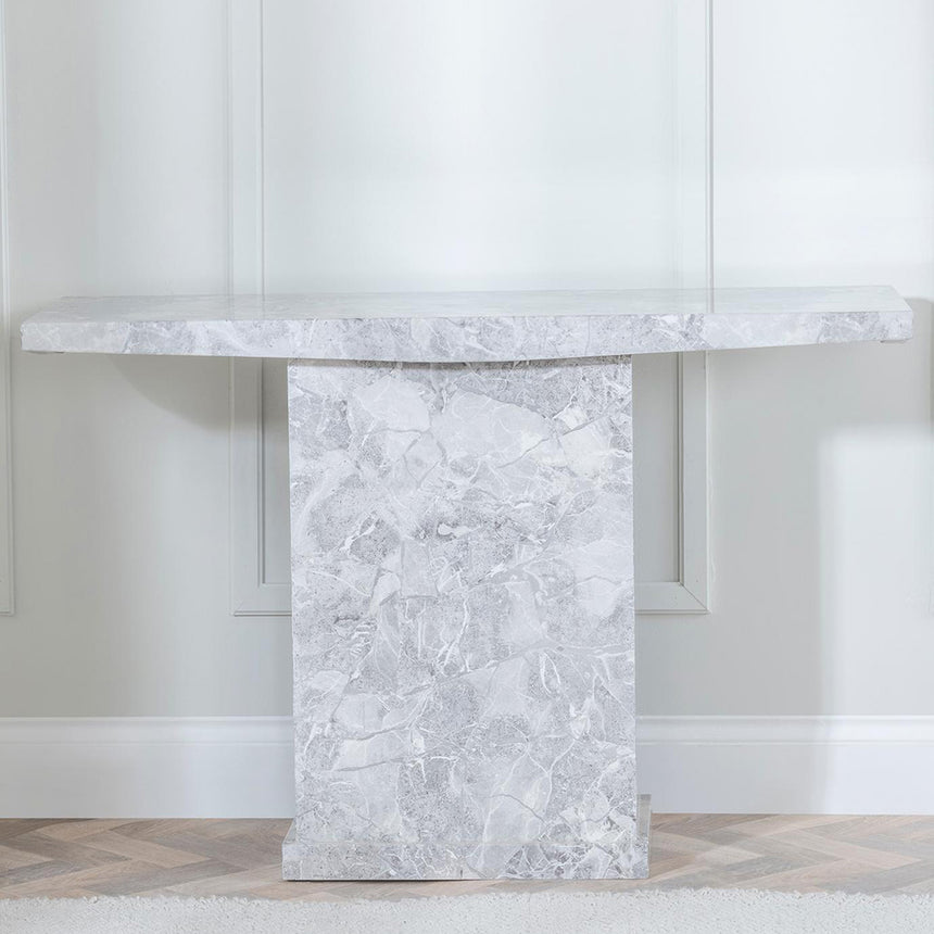 Genoa Marble Console Table with Pedestal Base