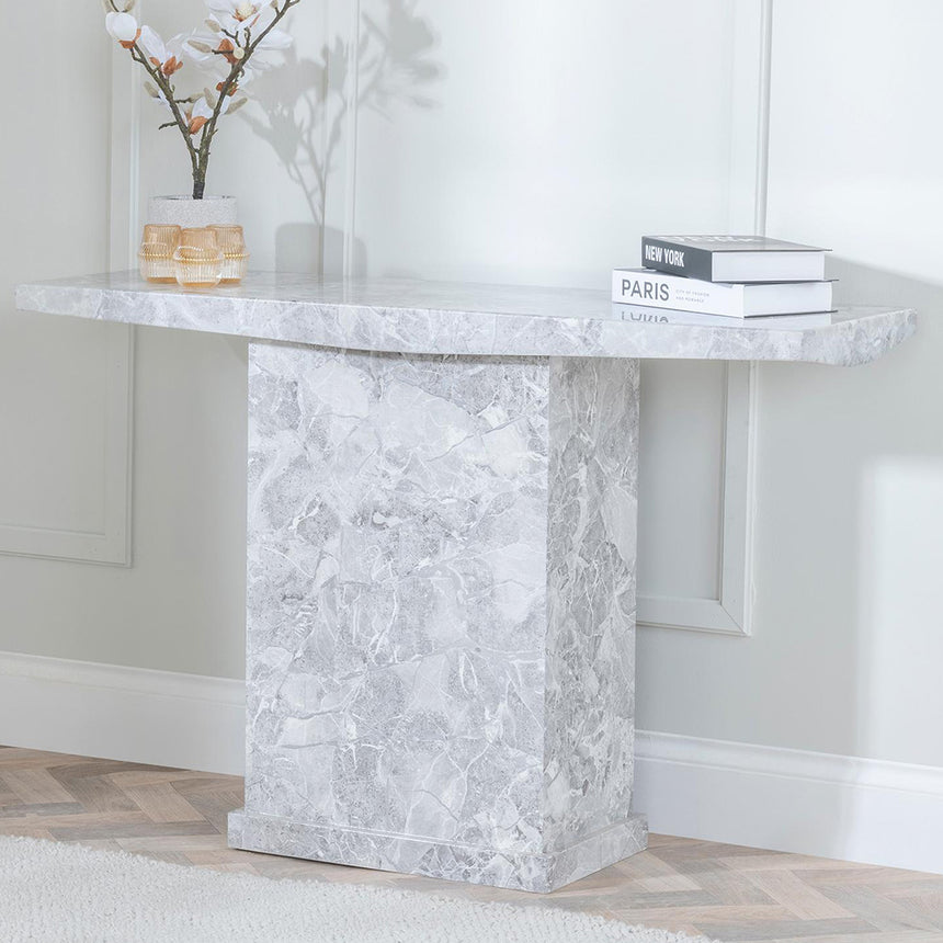 Genoa Marble Console Table with Pedestal Base