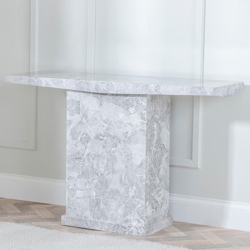 Genoa Marble Console Table with Pedestal Base