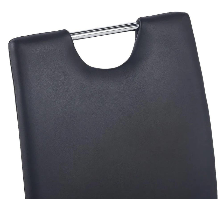 Turin Grey Marble Square Dining Set - Bianco Black Faux Leather Dining Chair-9