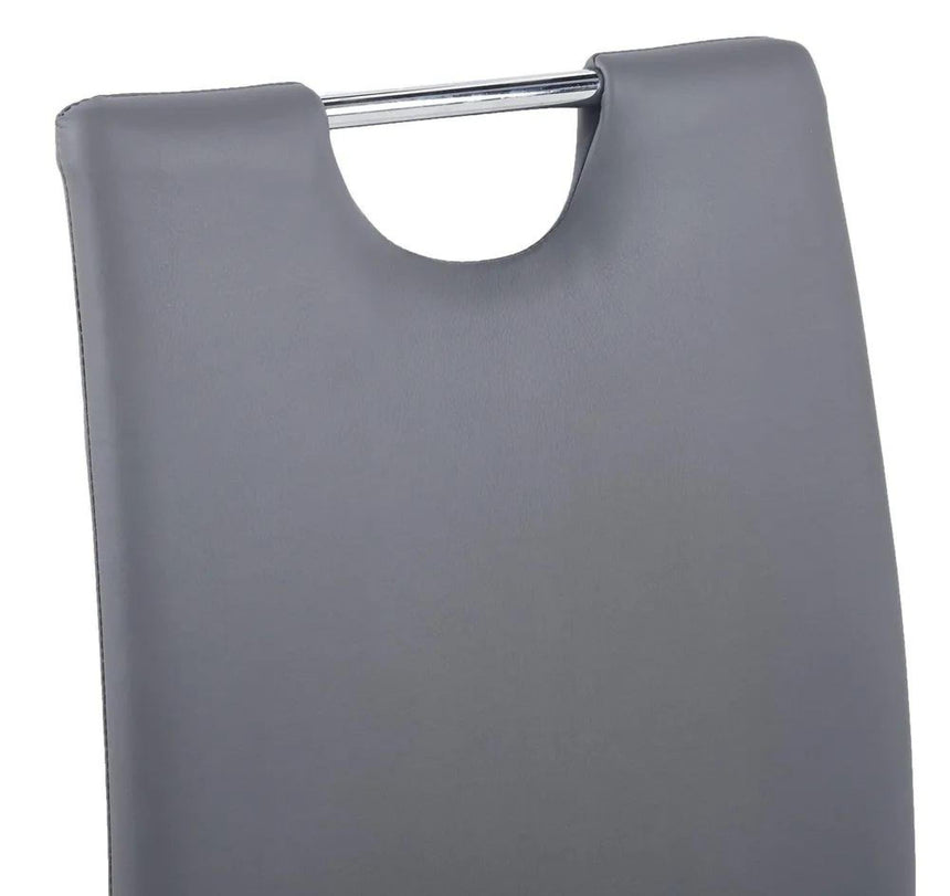 Turin Grey Marble Square Dining Set - Bianco Grey Faux Leather Dining Chair-10