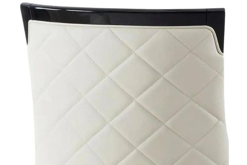 Turin Grey Marble Square Dining Set - Carmela Cream Leather Dining Chair-10