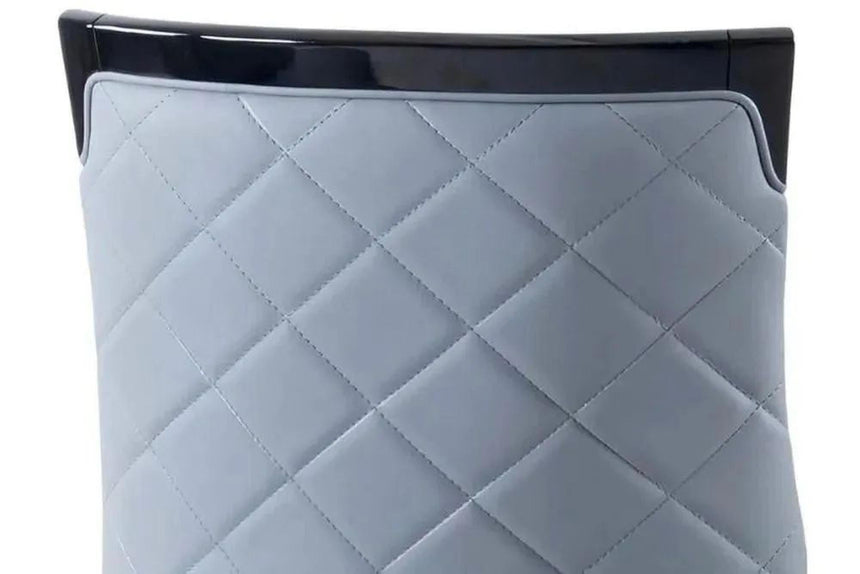 Turin Grey Marble Square Dining Set - Carmela Grey Leather Dining Chair-9