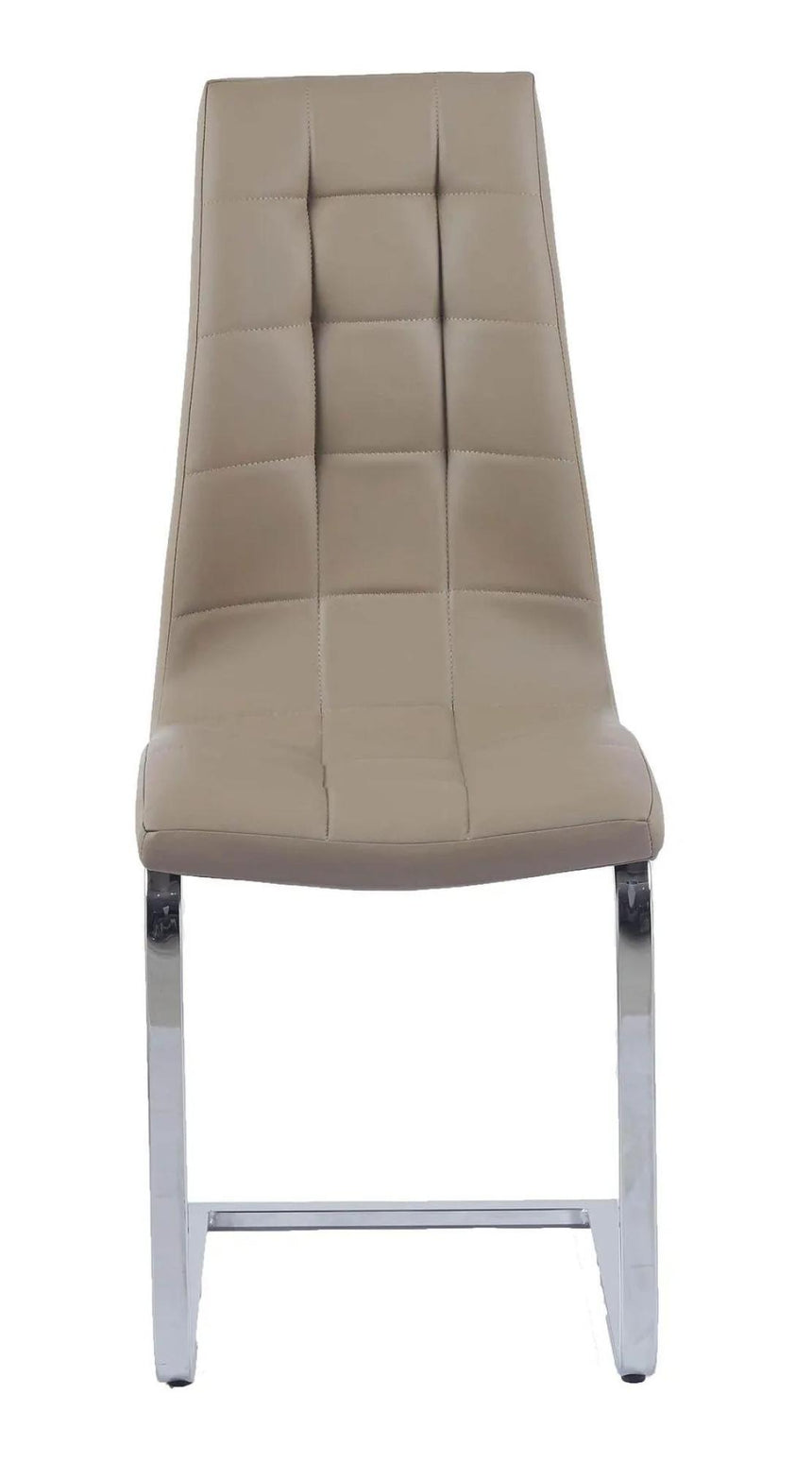 Turin Grey Marble Square Dining Set - Jamison Beige Faux Leather Dining Chair-7