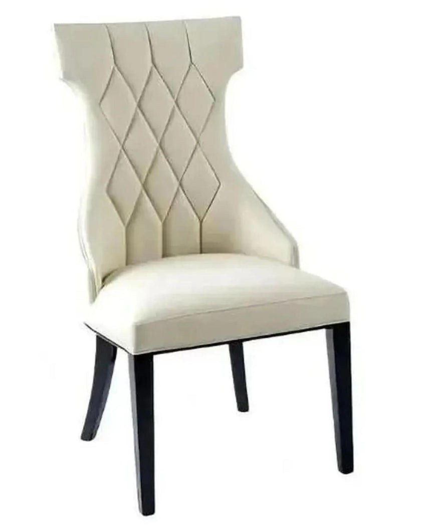 Turin Grey Marble Square Dining Set - Mimi Cream Leather Dining Chair-8